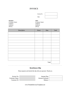 Service Invoice With Remittance Slip template