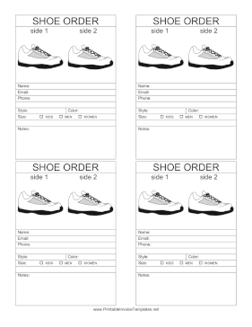 Shoe Order Form Template