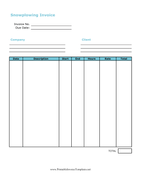 Snowplowing Invoice template