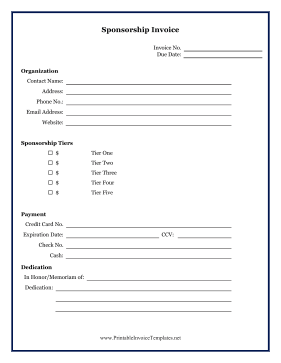 Sponsorship Invoice template