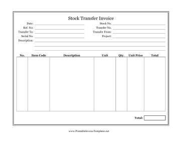 Stock Transfer Invoice template