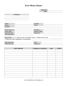 Stop Work Order template