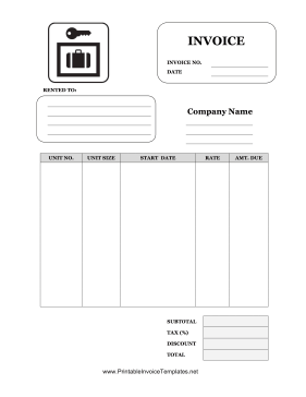 Storage Invoice template