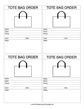 Tote Bag Order Form template