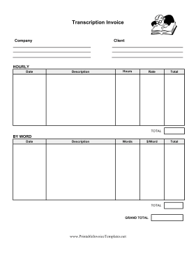 Transcription Invoice template