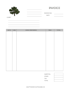 Tree Care Invoice template