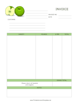 You Pick Orchard Invoice template