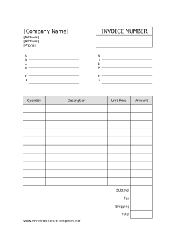 Company Invoice template