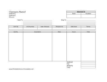 Consultant Invoice (Unlined) template