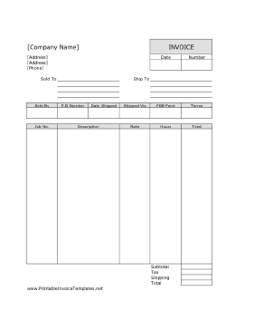 Consultant Invoice (Unlined) template