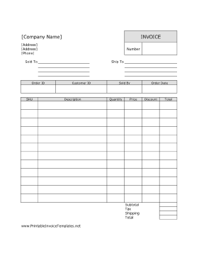 Discount Invoice template