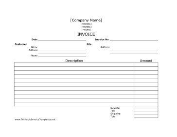 Job Invoice template