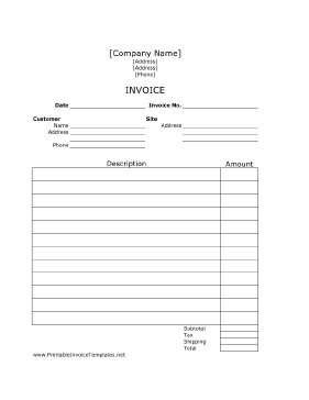 Job Invoice template