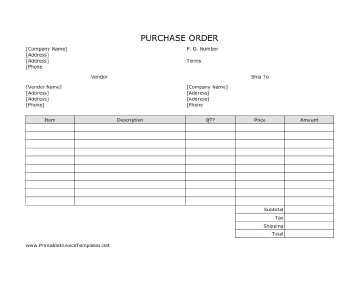 Purchase Order template