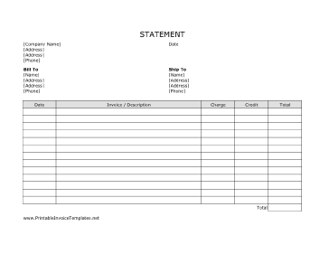 Billing Statement template