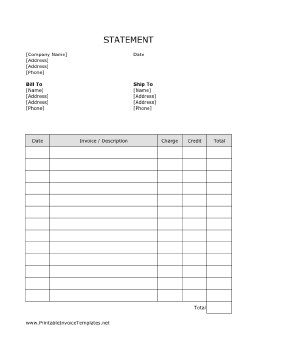 Billing Statement template