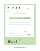 Green Border Blank Invoice Template template