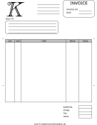 Monogram K Invoice
