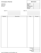 Commercial Invoice (Unlined)
